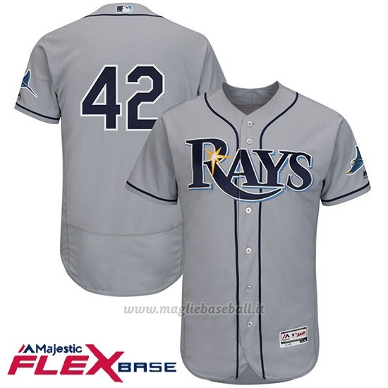 Maglia Baseball Uomo Tampa Bay Rays Jackie Robinson Grigio Flex Base